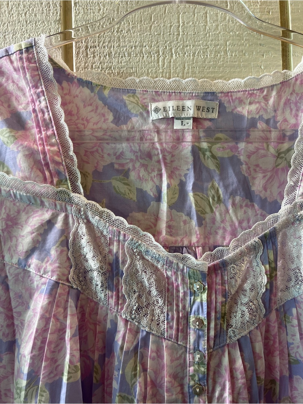 Eileen West Floral 100% Cotton Nightdress with Pink & Green Roses